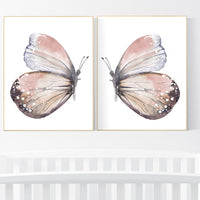 Nursery decor girl butterfly, blush, blush pink, Butterfly Nursery Art, girls room, butterfly prints, Butterfly Art, blush pink, neutral