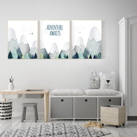 Nursery decor boy mountain, adventure nursery, adventure theme nursery, woodland, gender neutral, adventure awaits, mountains nursery forest