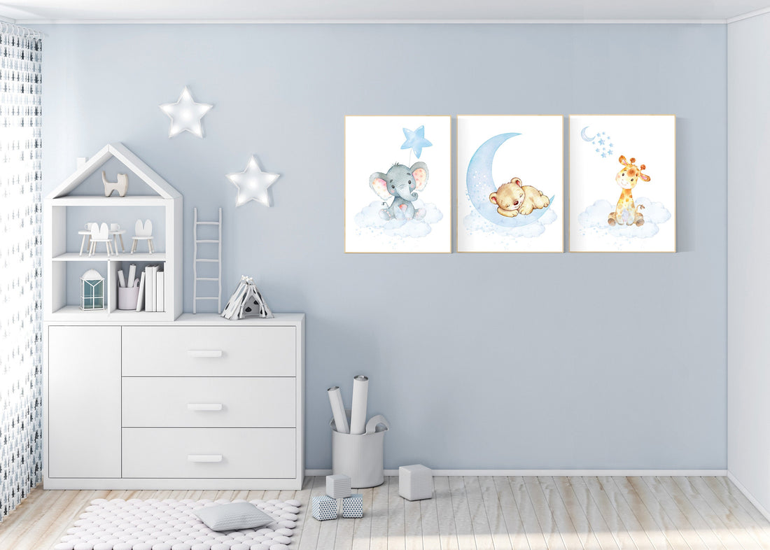 Nursery decor animals, animal prints, Nursery wall art gender neutral, giraffe, bear, elephant nursery decor animals, nursery wall decor