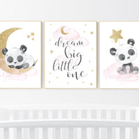 Nursery decor girl, panda nursery, pink and gold nursery wall art, panda nursery print, nursery decor animal, girl nursery wall decor, panda