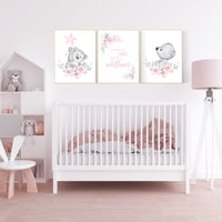 Nursery decor girl flower, bear nursery, floral nursery wall art,, Nursery wall art girl, girl nursery ideas, pink, nursery wall decor