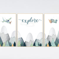 Nursery decor boy, adventure nursery, adventure theme nursery, woodland, gender neutral, explore, mountains nursery, forest