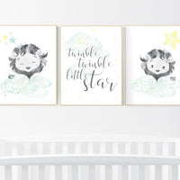 Lion nursery wall art, Nursery prints boy, mint yellow nursery art, boy nursery ideas, boy nursery decor, safari animals, animal prints