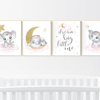 Nursery decor girl, pink and gold, Nursery decor girl elephant, pink gold, nursery wall decor, nursery wall art girl, elephant nursery art