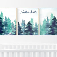 Nursery decor boy mountain, woodland nursery, adventure theme nursery, woodland, gender neutral, forest nursery, mountains, forest, tree