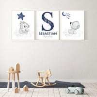 Nursery decor boy, bear nursery, nursery decor boy, navy blue, teddy bear decor, nursery wall art animals, boy nursery wall art, navy blue