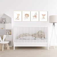 Nursery wall art animals, gray nursery, gender neutral nursery, neutral nursery, baby room decor, bear, elephant, giraffe, animal prints