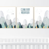 Nursery decor boy, adventure nursery, adventure theme nursery, woodland, gender neutral, climb every mountain, mountains nursery, forest