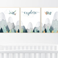 Nursery decor boy, adventure nursery, adventure theme nursery, woodland, gender neutral, explore, mountains nursery, forest