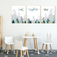 Nursery decor boy, adventure nursery, adventure theme nursery, woodland, gender neutral, explore, mountains nursery, forest