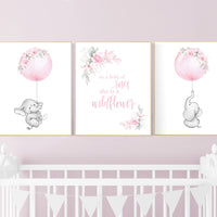 Nursery decor girl floral, nursery decor flower, elephant, nursery wall decor, flower nursery, In a field of roses she is a wildflower