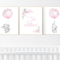 Nursery decor girl floral, nursery decor flower, elephant, nursery wall decor, flower nursery, In a field of roses she is a wildflower