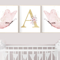 Nursery decor girl butterfly, Butterfly Nursery Art, Girl Nursery Art, Butterfly Nursery Decor for Baby Girl, flower nursery, pink gold