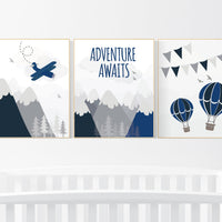 Woodland Nursery Decor, Baby Boy Nursery, Mountain Nursery, Adventure Awaits Print, Nursery decor boy, woodland nursery