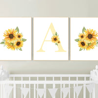 Nursery decor girl flower, Sunflower nursery, Yellow nursery, floral nursery, boho nursery, name nursery, sunflower, girl nursery wall decor