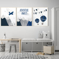 Woodland Nursery Decor, Baby Boy Nursery, Mountain Nursery, Adventure Awaits Print, Nursery decor boy, woodland nursery