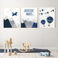 Woodland Nursery Decor, Baby Boy Nursery, Mountain Nursery, Adventure Awaits Print, Nursery decor boy, woodland nursery