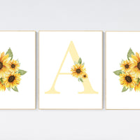 Nursery decor girl flower, Sunflower nursery, Yellow nursery, floral nursery, boho nursery, name nursery, sunflower, girl nursery wall decor