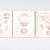 Nursery decor girl blush pink, hot air balloon nursery, blush pink nursery, nursery decor woodland animal, hot air balloon nursery, animal