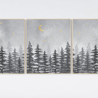 Woodland Nursery Prints, gender neutral, Nursery Wall Art, Mountain Nursery Print, Forest Nursery Prints, Woodland Nursery Decor, tree