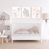 Nursery decor girl blush pink, hot air balloon nursery, blush pink nursery, nursery decor woodland animal, hot air balloon nursery, animal