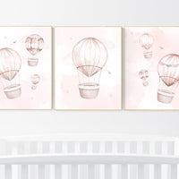 Nursery decor girl blush pink, hot air balloon nursery, blush pink nursery, nursery decor woodland animal, hot air balloon nursery, animal
