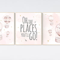 Blush nursery wall art, Nursery decor girl, hot air balloon nursery, blush pink nursery, nursery decor woodland animals, hot air balloon