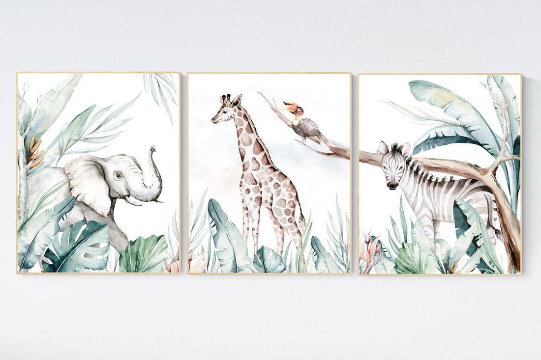 Nursery decor animals, animal prints, jungle animals, gender neutral, nursery wall decor, Woodland Nursery Wall Art, animal nursery art
