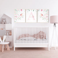 Baby girl wall decor, Girl nursery decor, bird nursery wall art, floral nursery, flower nursery, Baby Girl Nursery Wall Decor, Bird Theme