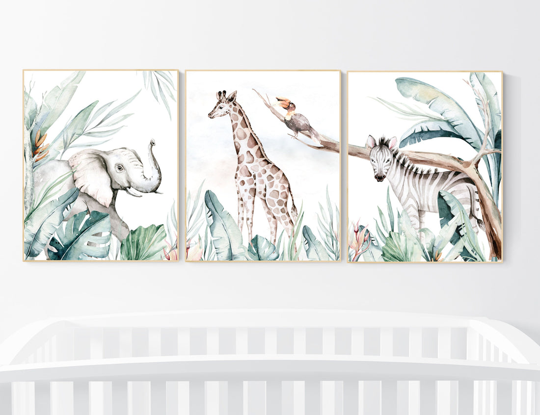 Nursery decor animals, animal prints, jungle animals, gender neutral, nursery wall decor, Woodland Nursery Wall Art, animal nursery art