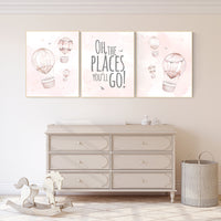 Nursery decor girl blush pink, hot air balloon nursery, blush pink nursery, nursery decor woodland animal, hot air balloon nursery, animal