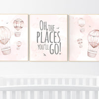 Nursery decor girl blush pink, hot air balloon nursery, blush pink nursery, nursery decor woodland animal, hot air balloon nursery, animal