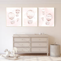 Nursery decor girl blush pink, hot air balloon nursery, blush pink nursery, nursery decor woodland animal, hot air balloon nursery, animal