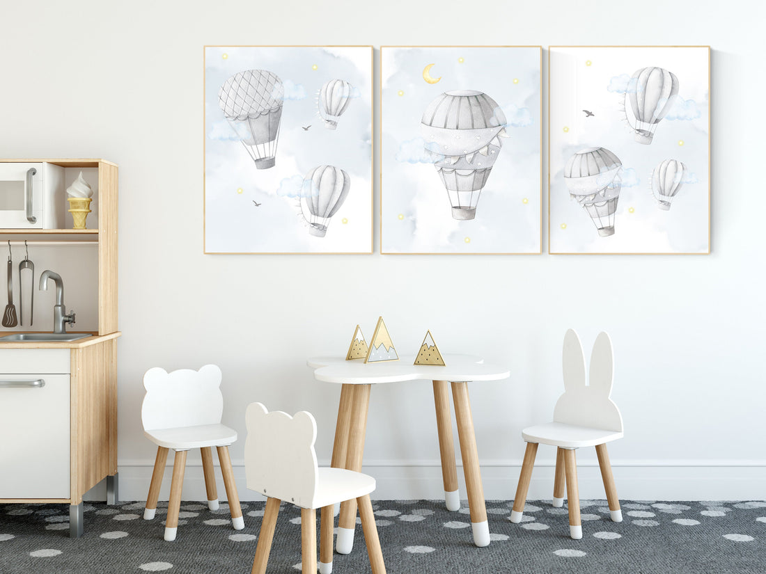 Nursery decor gender neutral, hot air balloon, neutral nursery, baby room decor, nursery prints, hot air balloon nursery, unisex nursery