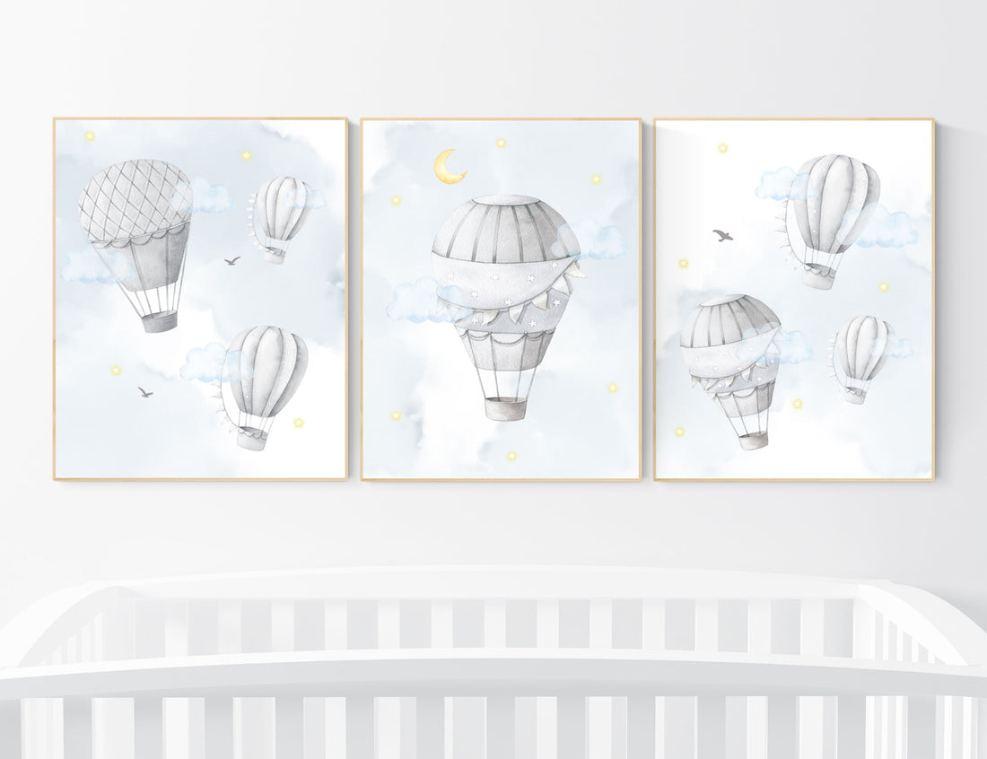 Nursery decor gender neutral, hot air balloon, neutral nursery, baby room decor, nursery prints, hot air balloon nursery, unisex nursery