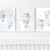 Nursery decor gender neutral, hot air balloon, neutral nursery, baby room decor, nursery prints, hot air balloon nursery, unisex nursery
