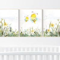 nursery decor neutral, gender neutral nursery decor, bee nursery decor, bee nursery prints, nursery wall art prints, yellow nursery art