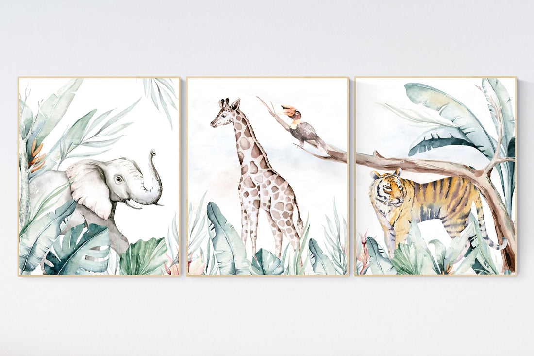 Nursery decor animals, animal prints, jungle animals, gender neutral, nursery wall decor, Woodland Nursery Wall Art, animal nursery art