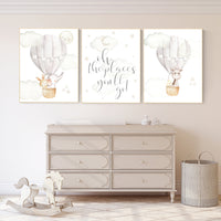 Nursery decor gender neutral, hot air balloon, elephant nursery, woodland animals, baby room decor, animal nursery, hot air balloons