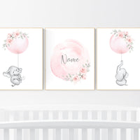 Elephant nursery, Nursery decor girl flower, blush nursery, blush pink, floral nursery, girl nursery name, nursery decor ideas, animal