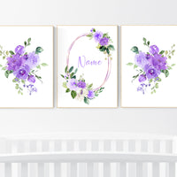 Nursery decor girl purple, floral nursery, flower nursery, purple nursery, lavender, name nursery, floral nursery, purple flowers