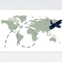 Green nursery, sage world map, World map nursery, adventure theme, world map wall art nursery, olive green nursery, travel theme