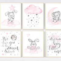 Nursery decor girl bunny, nursery decor girl pink gray, nursery decor girl animals, bunny nursery, rabbit nursery, pink and grey nursery