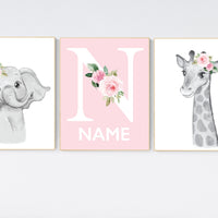 Nursery decor girl boho, Safari Floral Animals, Nursery Prints, Nursery Decor, Girls Nursery Decor, Safari Nursery, jungle animals