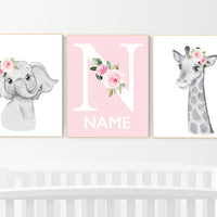 Nursery decor girl boho, Safari Floral Animals, Nursery Prints, Nursery Decor, Girls Nursery Decor, Safari Nursery, jungle animals