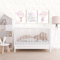 Nursery decor girl, Hot air balloon nursery, you are our greatest adventure, nursery prints girl, animal nursery, pink nursery wall art