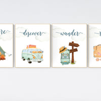 Travel nursery print, Explore nursery wall art, Baby boy nursery, Adventure Set of 6 prints, Camping Prints, Adventure Nursery Decor