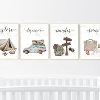 Travel nursery print, Explore nursery wall art, Baby boy nursery, Adventure Set of 6 prints, Camping Prints, Adventure Nursery Decor