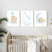 Nursery decor bear, nursery decor boy, bear nursery print, teddy bear decor, nursery wall art animals, boy nursery wall decor, blue nursery