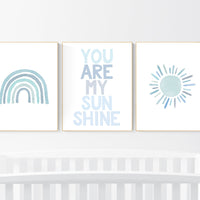 Nursery decor boy, rainbow nursery, Nursery prints, nursery wall art boy, blue, moon star, cloud, nursery wall art, boy nursery print